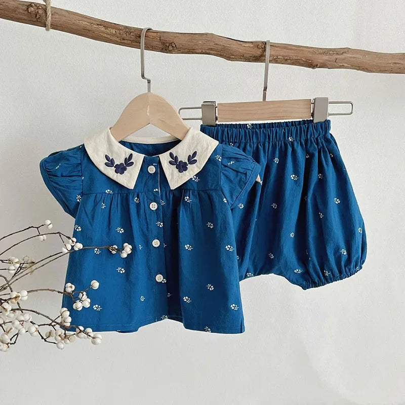 Floral Collar Vintage Romper Set