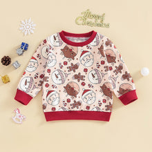 Load image into Gallery viewer, Baby Toddler Boys Girls Christmas Reindeer Santa Print Crew Neck Long Sleeve Pullover Tops Loose Shirt
