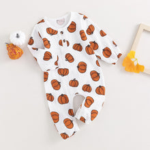 Load image into Gallery viewer, Baby Boy Girl Pumpkin Print Rompers Long Sleeve Jumpsuit Halloween Romper
