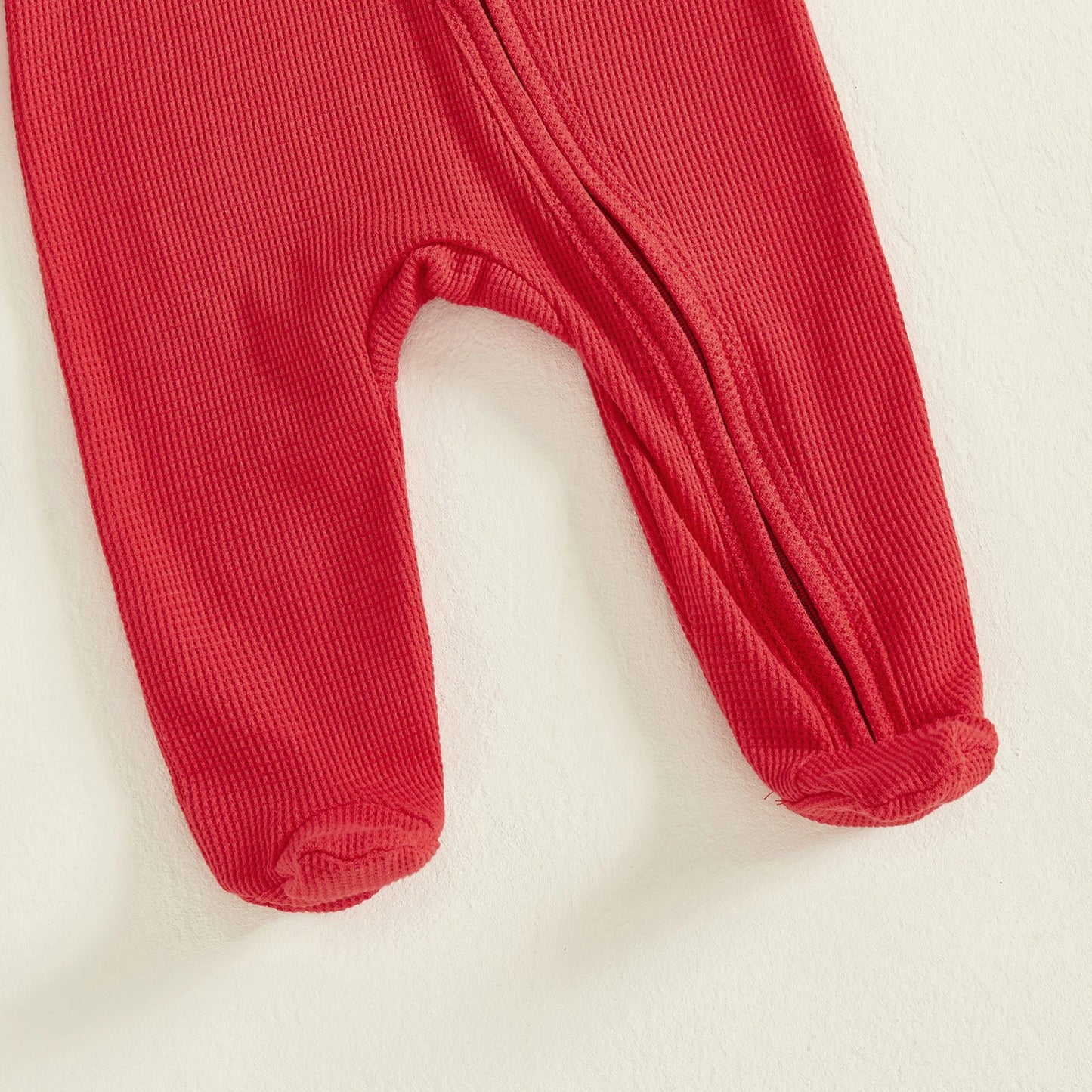 Baby Boys Girls Christmas Footies Long Sleeve Crew Neck Zip-up Embroidery Santa Claus Winter Jumpsuit Zipper Romper