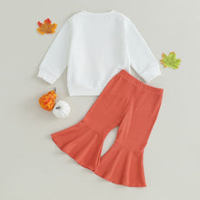 Load image into Gallery viewer, Baby Toddler Kids Girl 2Pcs Fall Outfits Long Sleeve Letter Pumpkin Print Top Bell Bottoms Set
