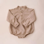 Baby Boy High Neck Linen Romper