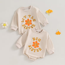 Load image into Gallery viewer, Baby Girl Sister Matching Romper Outfits Letter &amp; Flower Print Long Sleeve Bodysuit
