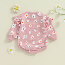 Load image into Gallery viewer, Baby Girl Bubble Romper Flower Daisy Print Round Neck Long Sleeve Jumpsuit
