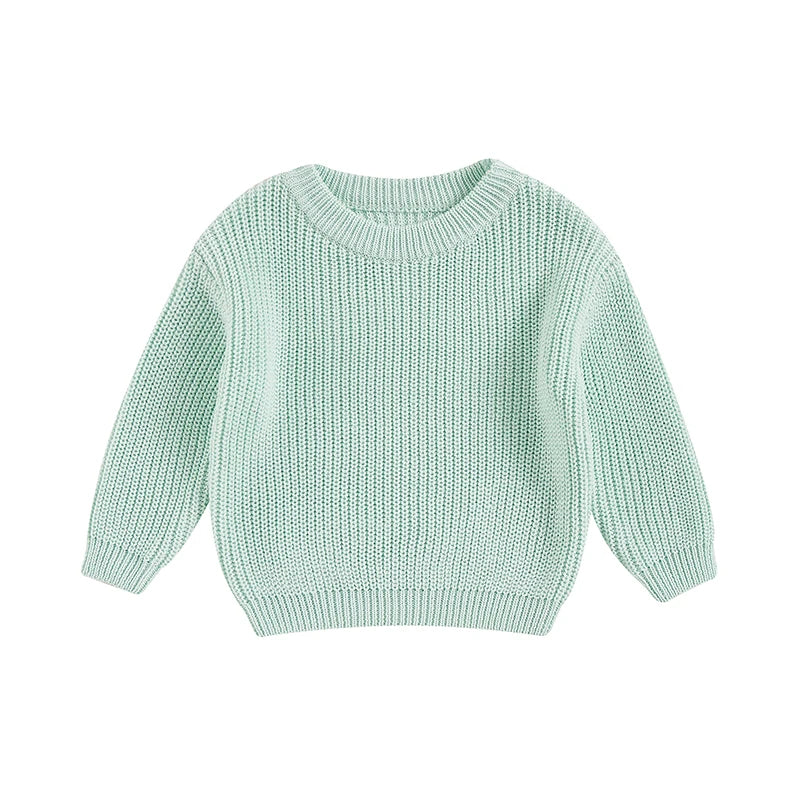 Baby Toddler Girls Boys Sweaters Knitting Pullovers Tops Solid Color Basic Cotton Long Sleeve Sweater Top