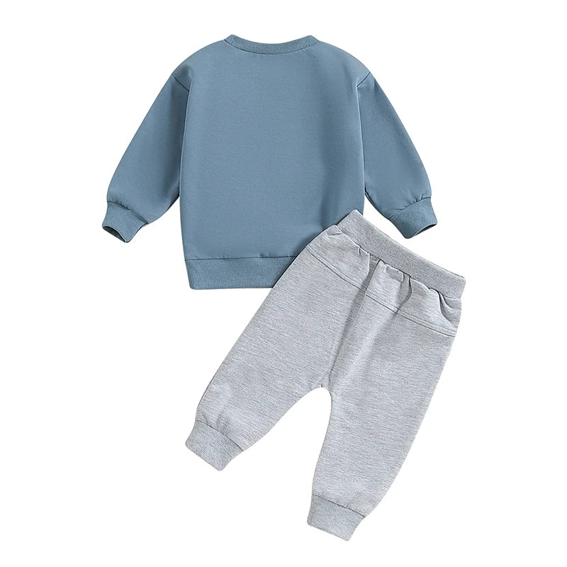 Toddler Kids Boys 2Pcs Big Brother Fall Outfit Letter Print Long Sleeve Crewneck Top and Long Pants Set