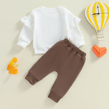 Load image into Gallery viewer, Baby Toddler Girls 2Pcs Outfit Heart Embroidery Ruffles Long Sleeve Top and Elastic Pants Set
