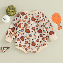 Load image into Gallery viewer, Baby Girls Boys Thanksgiving Romper Cute Letter Print Gobble Turkey Pie Pumpkin Long Sleeve Jumpsuits
