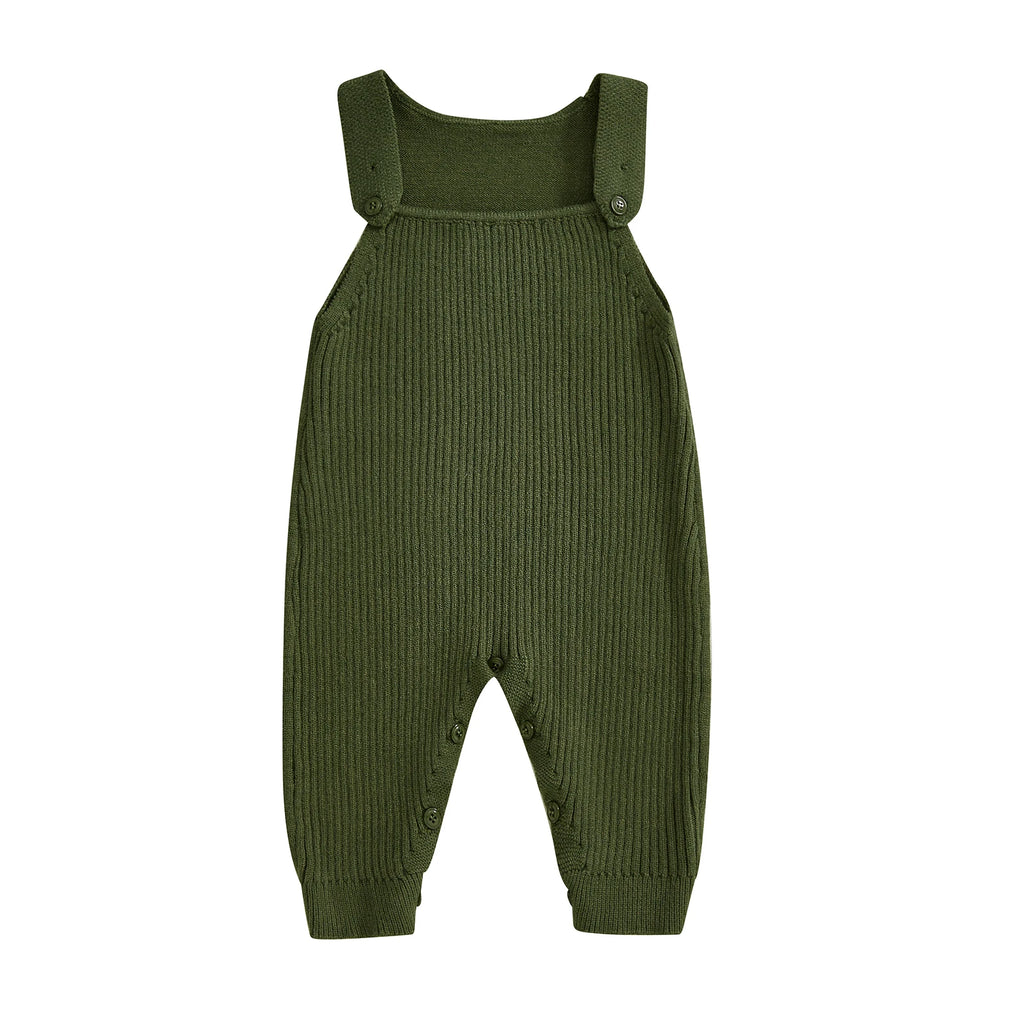 Baby Boys Girls Knit Jumpsuit Sleeveless Square Neck Solid Color Rompers Overalls
