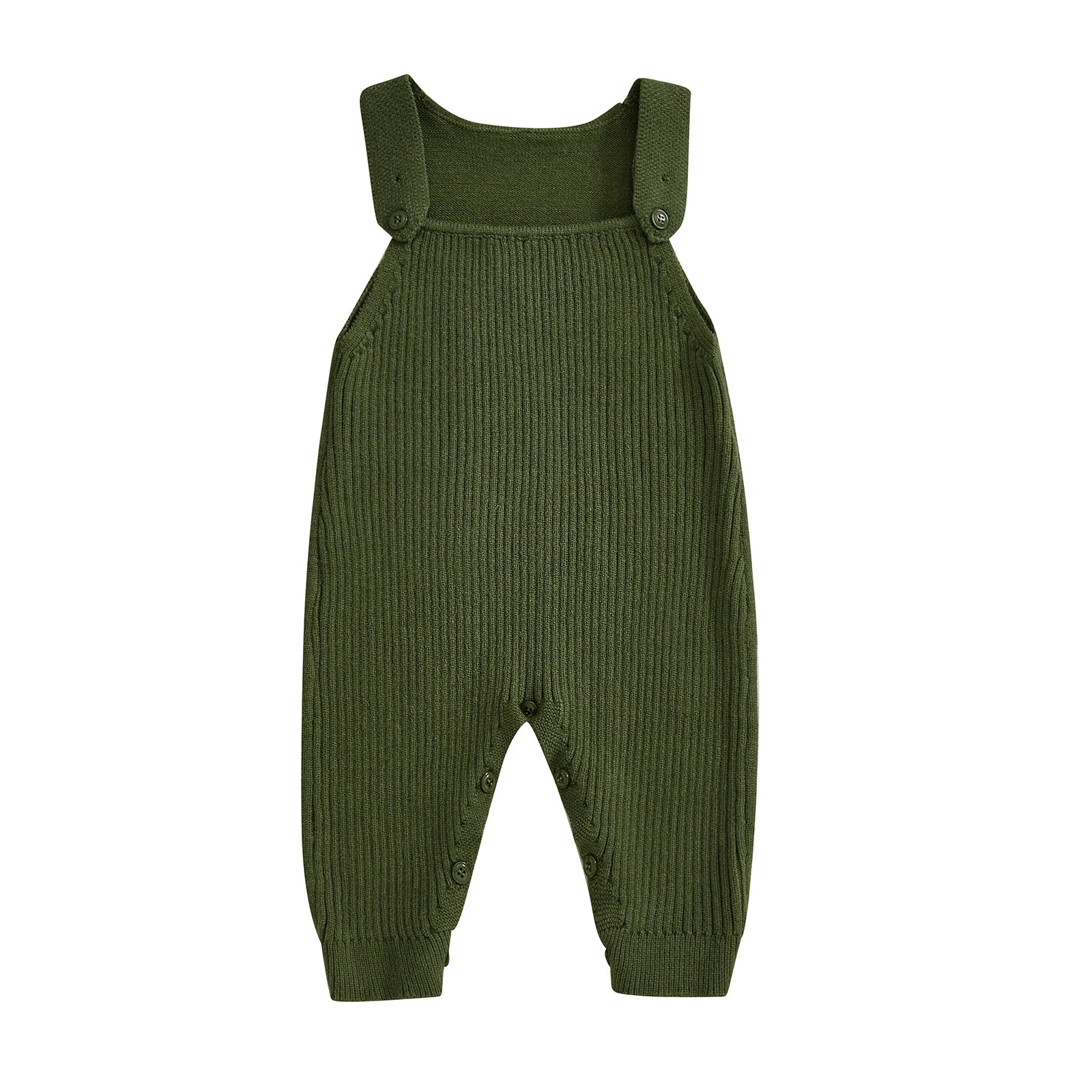 Baby Boys Girls Knit Jumpsuit Sleeveless Square Neck Solid Color Rompers Overalls