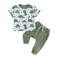 Load image into Gallery viewer, Toddler Baby Boys 2Pcs Outfit Short Sleeve Crew Neck Dinosaur Print Top with Long Pants Set

