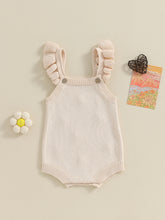 Load image into Gallery viewer, Baby Toddler Girls Knitted Romper Spring Summer Ruffles Floral Embroidery Flowers Jumpsuits Playsuits Clothes
