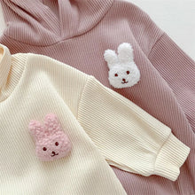 Load image into Gallery viewer, Baby Toddler Girl Boy Easter Outfits Long Sleeve Rabbit Ear Cotton Ball Tail Hooded Bunny Bodysuit Romper
