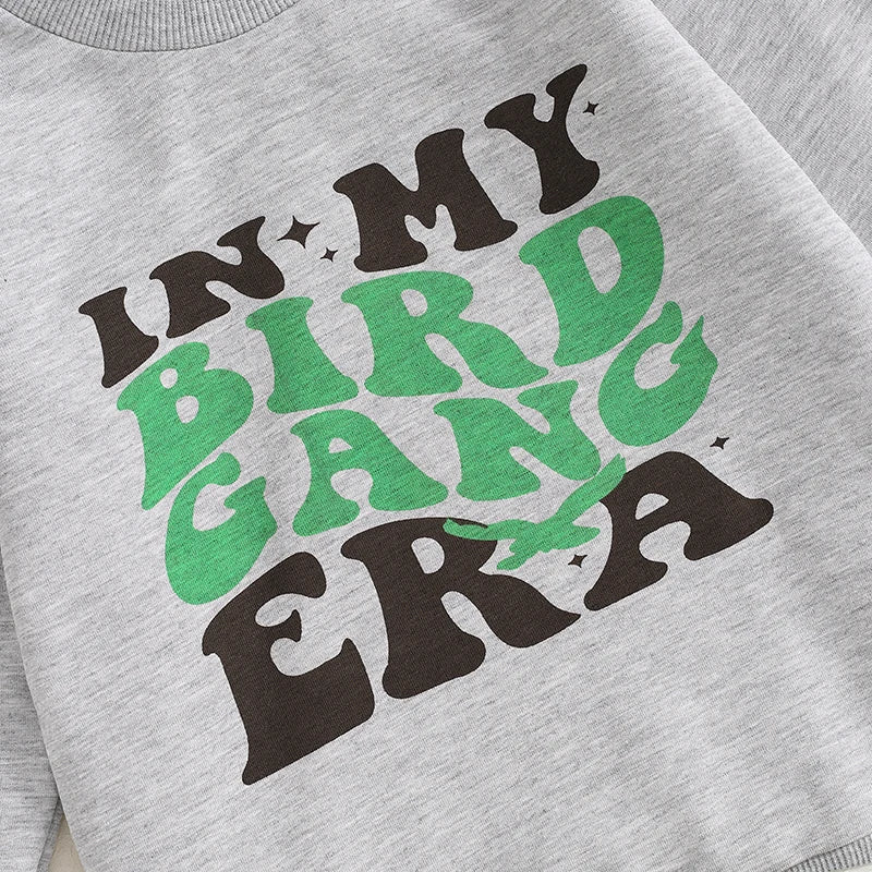 Toddler Kids Boys Girls Football San Francisco / In My Bird Gang Era / Fins Up Dolphin Letter Print Round Neck Long Sleeve Pullover Top