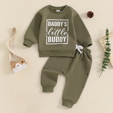 Load image into Gallery viewer, Baby Toddler Boys 2Pcs Daddy&#39;s Little Buddy Jogger Set Long Sleeve Letters Print Top with Elastic Waist Pants Outfit
