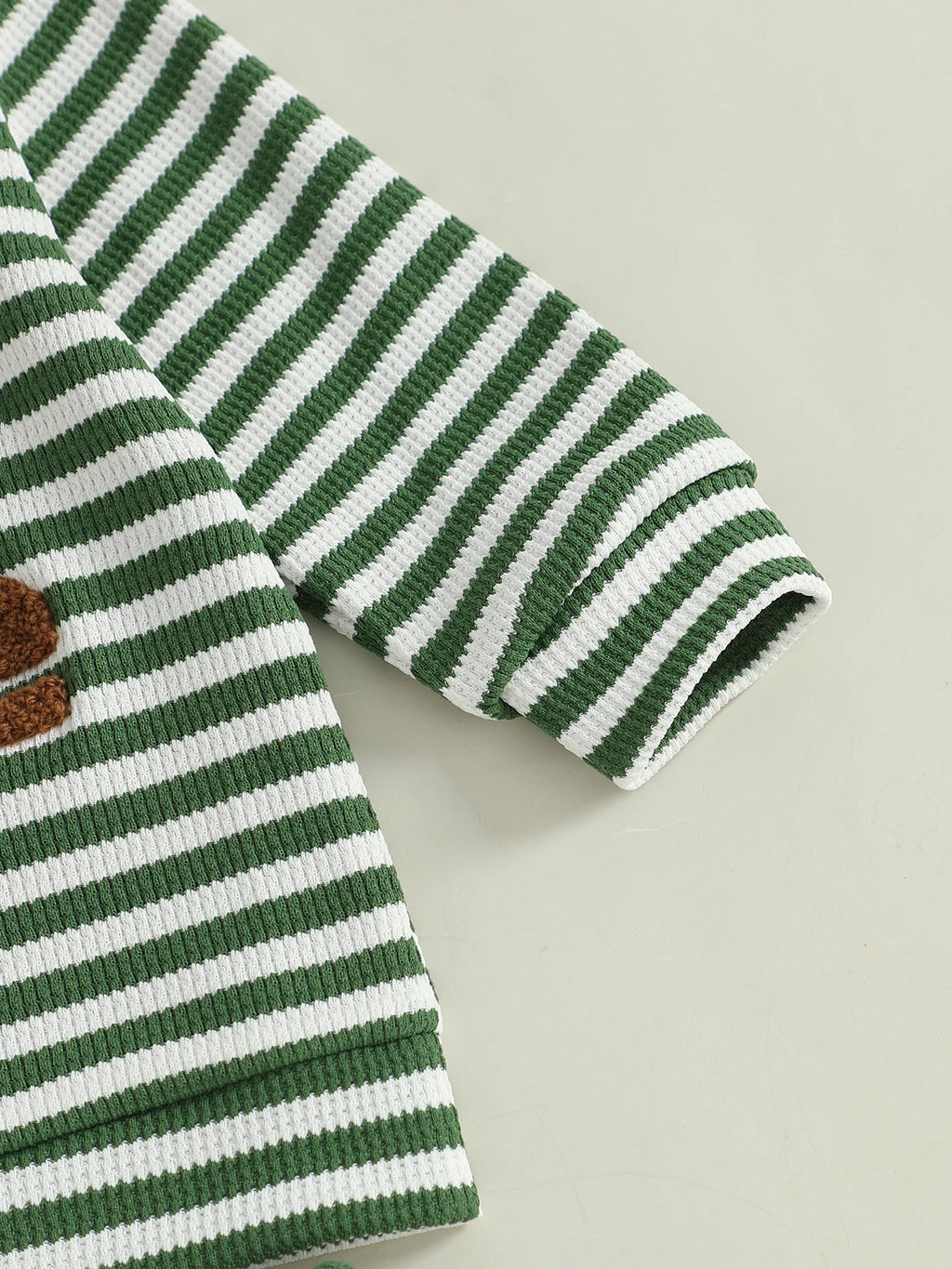 Baby Toddler Boys 2Pcs Mama's Boy / Little Dude Waffle Outfit Letter Embroidery Striped Long Sleeve Top and Elastic Pants Set