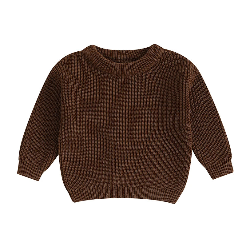 Baby Toddler Girls Boys Sweaters Knitting Pullovers Tops Solid Color Basic Cotton Long Sleeve Sweater Top