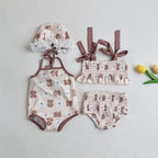 Baby Girls Floral Bandage Swimsuit With Hat Set