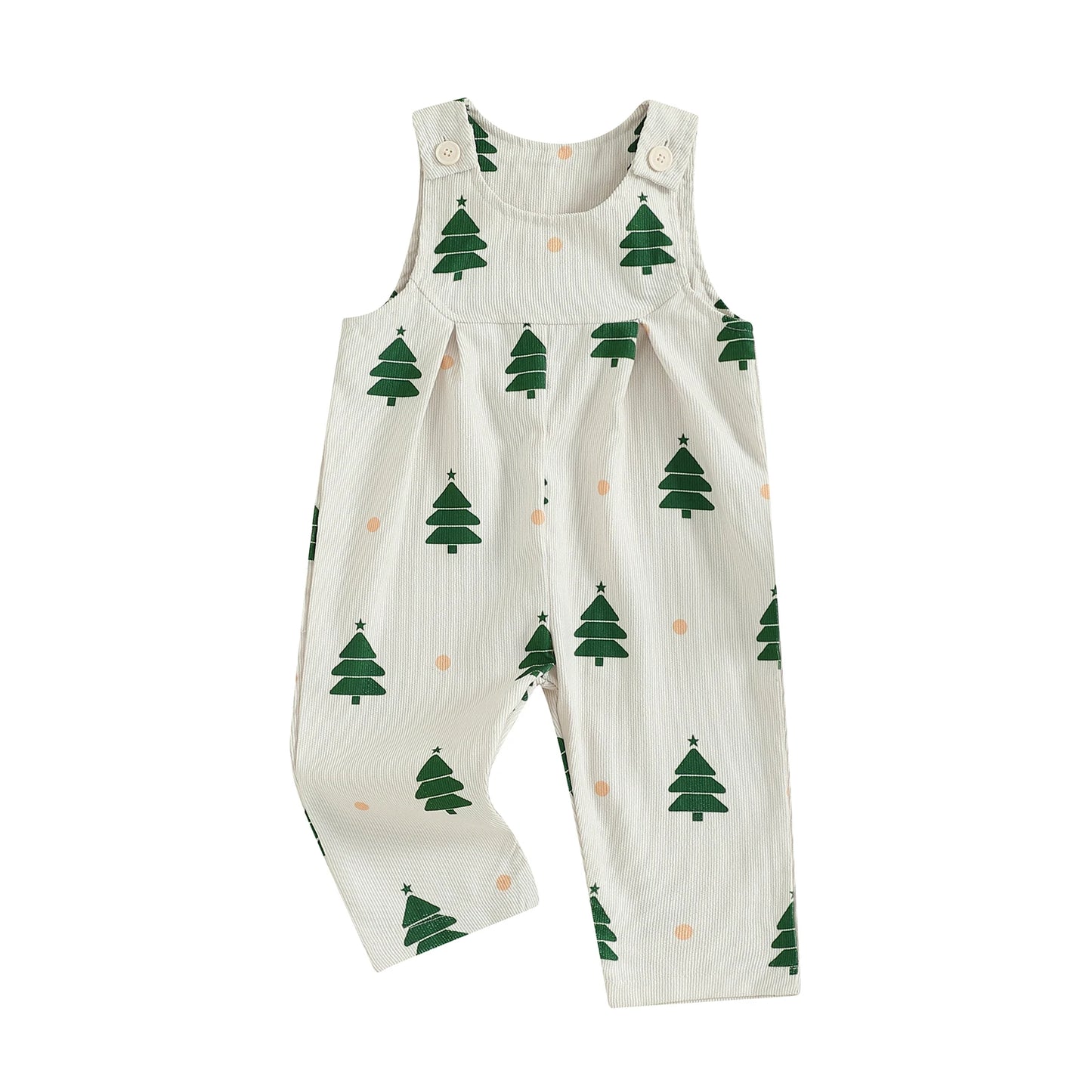 Baby Toddler Girls Boys Christmas Overalls Romper Christmas Tree Print Sleeveless Jumpsuit Suspender Pants