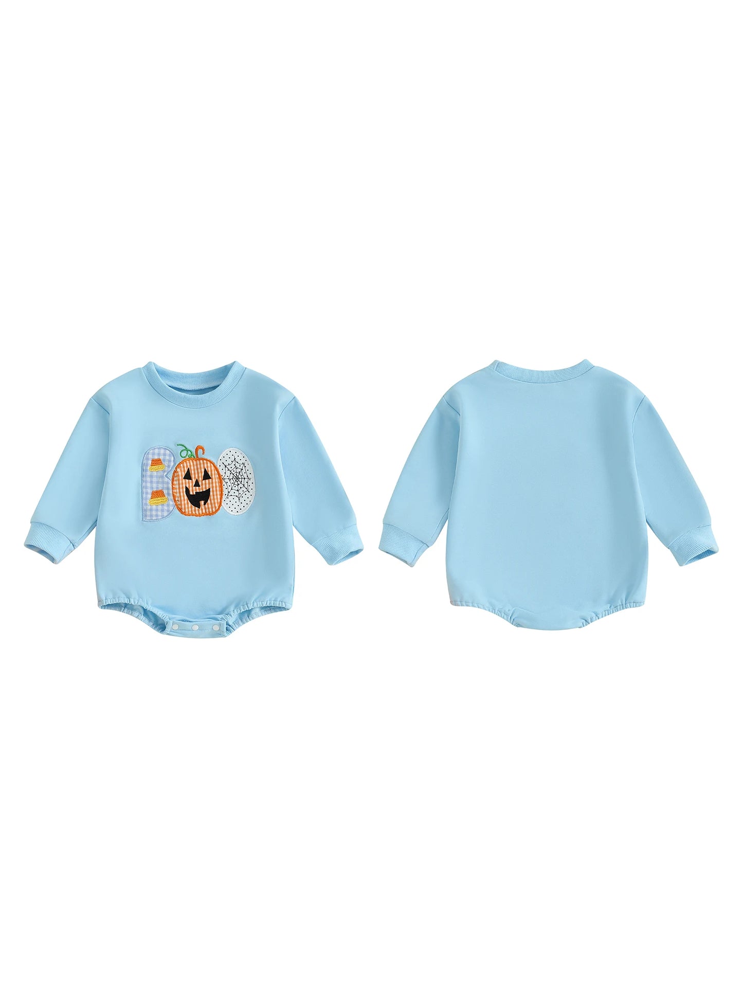Baby Girls Boys Bubble Romper Halloween Clothes Spider Web Pumpkin Embroidery Letters Boo Long Sleeve Bodysuit Jumpsuit