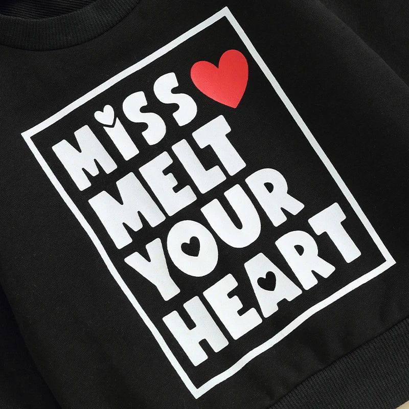 Baby Toddler Girls Valentine's Day Letter Miss Melt / Steal Your HeartPrint Long Sleeve Pullover Top