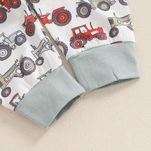 Load image into Gallery viewer, Baby Boys 3Pcs New To The Farm Long Sleeve O-Neck Embroidery Romper with Tractor Print Pants Hat Outfit Set
