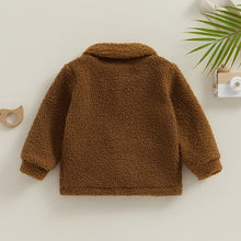 Load image into Gallery viewer, Baby Toddler Kids Girls Boys Autumn Casual Coat Long Sleeve Lapel Button Down Contrast Color Fuzzy Outerwear Jacket

