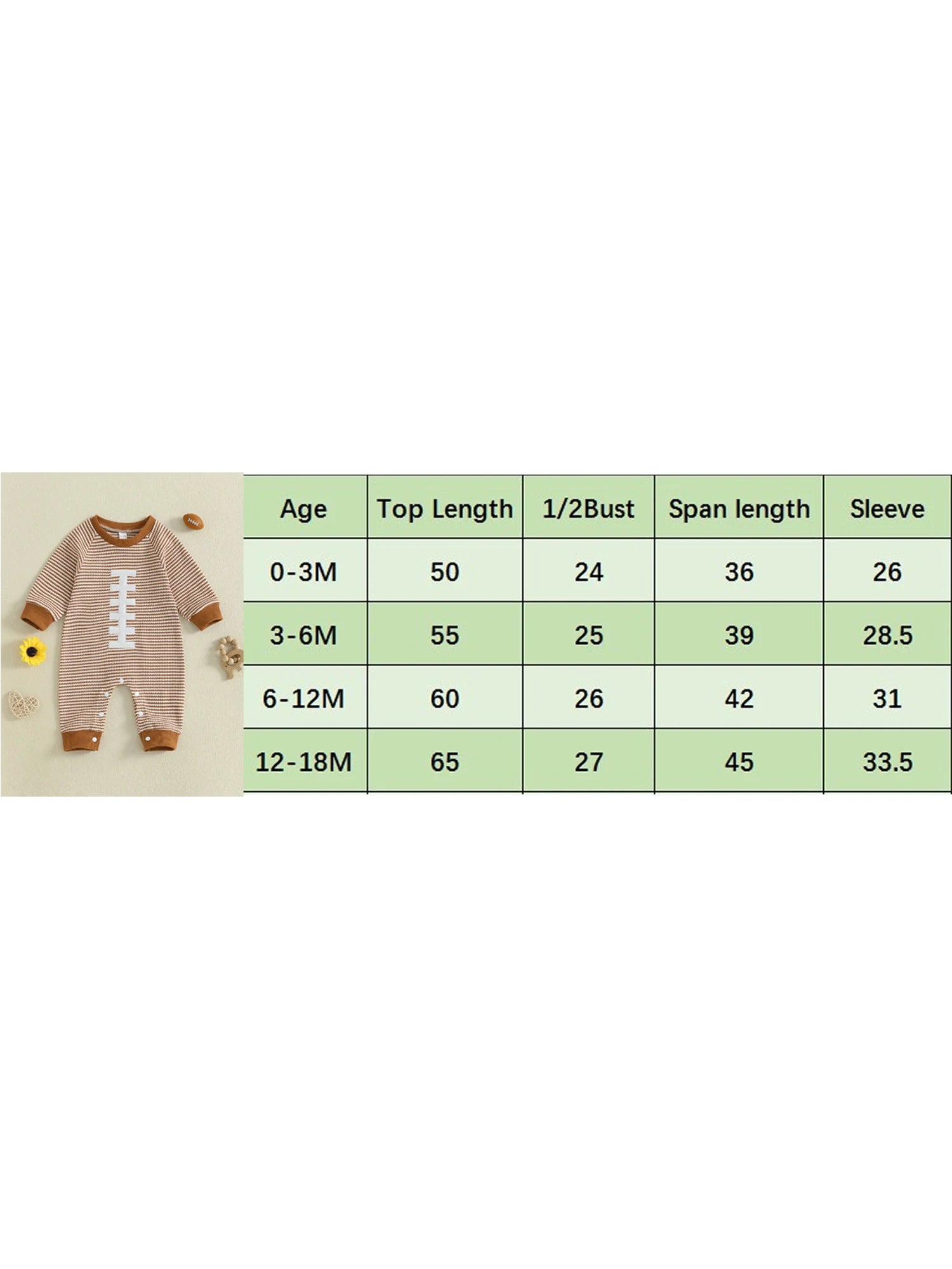 Baby Boy Fall Football Romper Casual Stripe Print Long Sleeve Game Day Jumpsuit