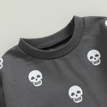 Load image into Gallery viewer, Baby Toddler Boy Girl 2Pcs Outfits Halloween Skull Print Long Sleeve Top Solid Pants Fall Clothes
