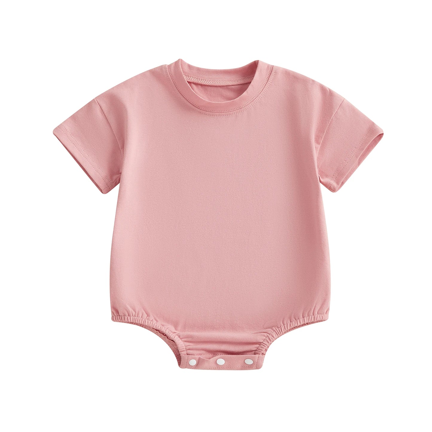 Baby Boys Girls Summer Spring Romper Solid Color Short Sleeve Round Neck Newborn Bodysuit