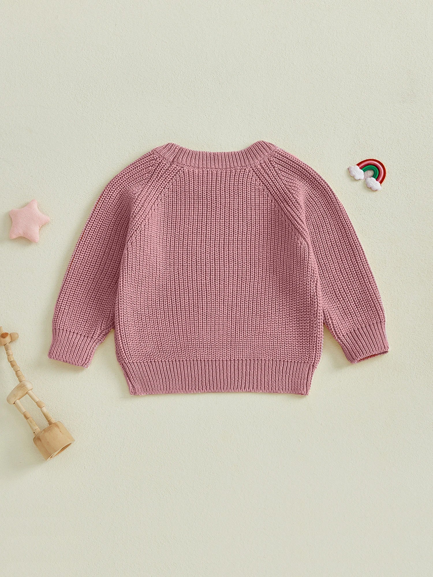 Baby Toddler Boys Girls Knit Sweater Long Sleeve Round Neck Solid Color Pullover Fall Top
