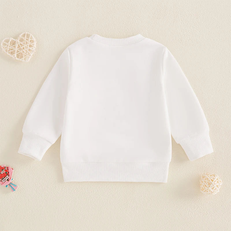 Baby Toddler Boys Mama's Valentine Valentine's Day Letter Heart Print Long Sleeve Round Neck Pullover Valentines Top