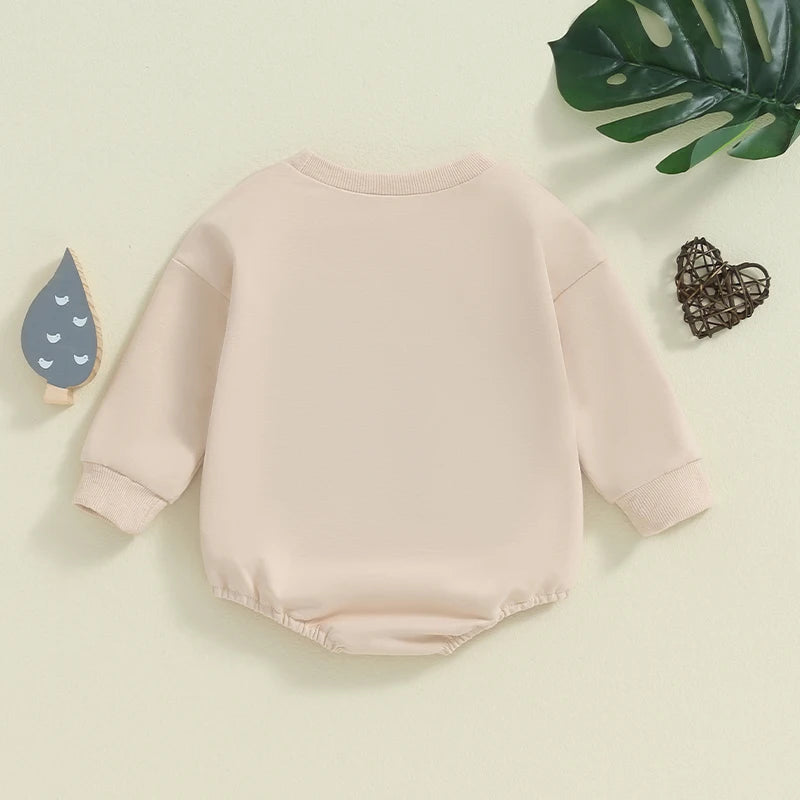 Baby Girls Boys Autumn Romper Long Sleeve Crewneck Tractor Embroidery Casual Playsuit