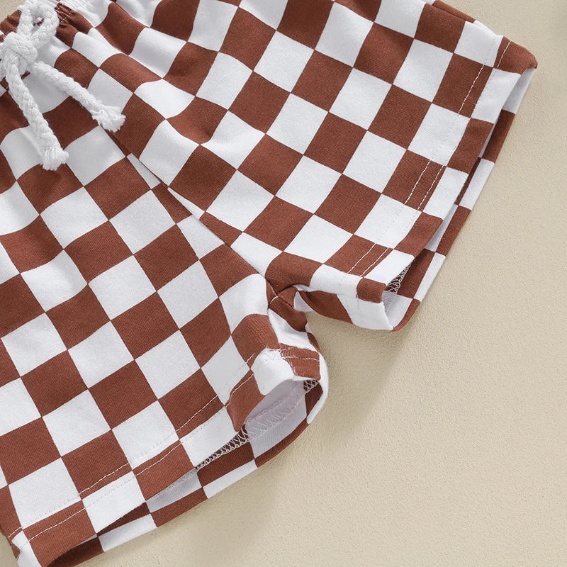 Baby Toddler Boy Girl 2Pcs Outfits I Get It From My Mama Letter Print Sleeveless Tank Top and Checkerboard Shorts Set Clothes