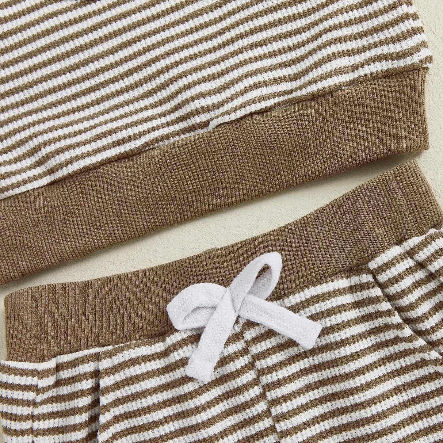 Baby Toddler Boys 2Pcs Football Helmet Outfit Striped Long Sleeve Top Elastic Waist Pants Waffle Jogger Set
