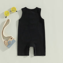 Load image into Gallery viewer, Baby Boy Summer Jumpsuit Tank Top Crew Neck Button Down Solid Pocket Ribbed Romper

