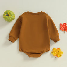 Load image into Gallery viewer, Baby Girls Boys Halloween Fall Romper Pumpkin Embroidered Long Sleeve Round Neck Jumpsuit
