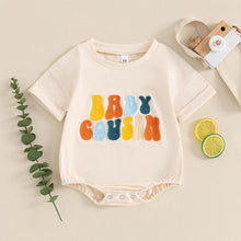 Load image into Gallery viewer, Baby Girls Boys Baby / Little Cousin Romper Short Sleeve Crew Neck Letter Embroidery Family Jumpsuit
