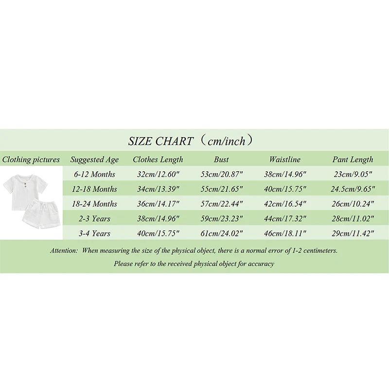 Baby Toddler Boys Girls 2Pcs Short Sleeve Button Front Solid Color Top and Shorts Outfit Set