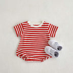 Striped Boys One Piece Short Sleeve Bodysuit Romper