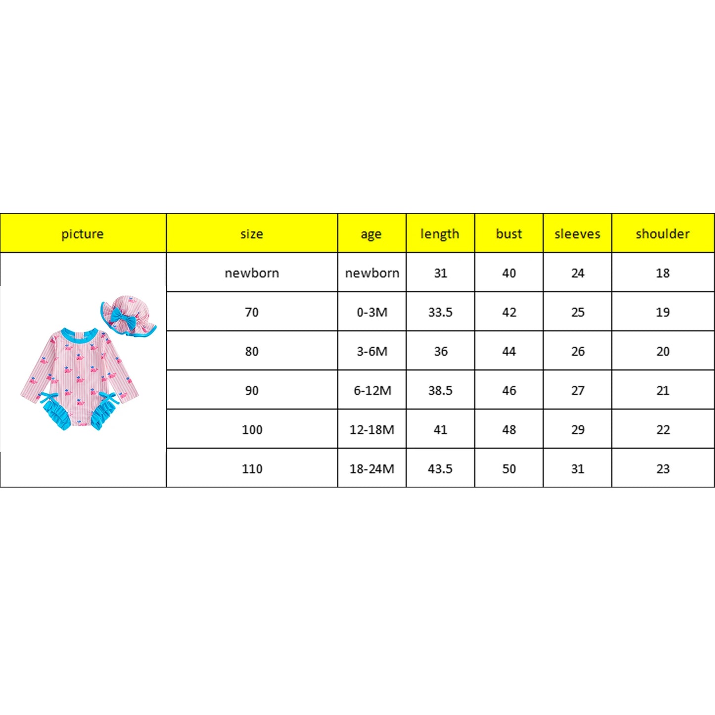 Baby Toddler Girls 2Pcs Swimwear and Hat Set Stripe Whale Print Long Sleeve Round Neck Romper Swimsuit Outfit