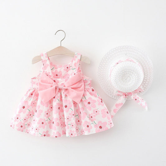 Summer Flower Girl Dress With Hat Set