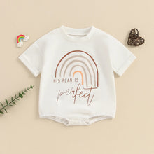 Load image into Gallery viewer, Baby Boy Girl His Plan Is Perfect Romper Short Sleeve Crew Neck Rainbow Letters Print Jumpsuit Clothes
