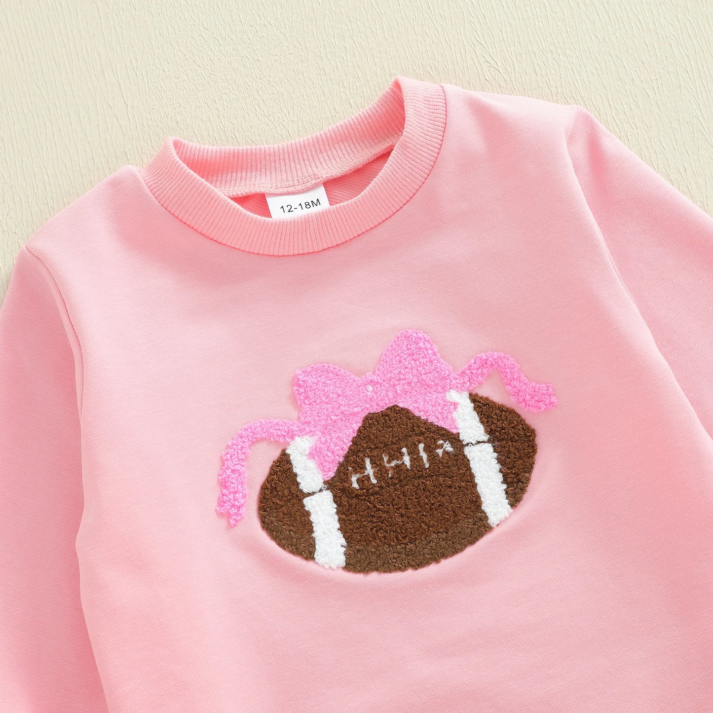 Baby Toddler Girl 2Pcs Fall Outfits Football Embroidery Long Sleeve Round Neck Top and Tutu Skirt 2Piece Set