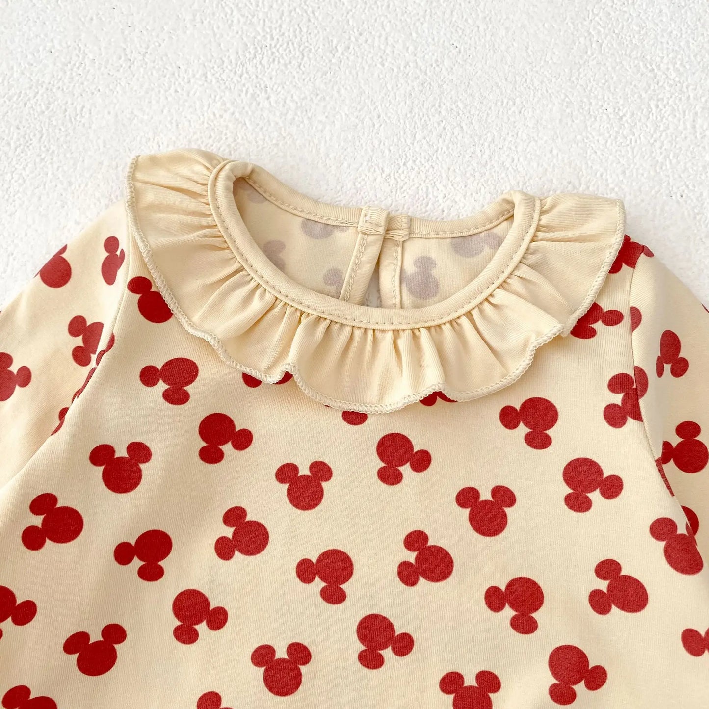 Baby Toddler Girl Clothes Mouse Print Romper Elegant Collar Long Sleeve Cute Sweet Bodysuit Autumn