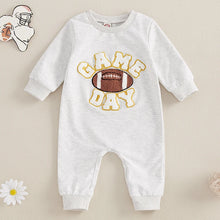 Load image into Gallery viewer, Baby Girl Boy Fall Romper GAME DAY Letter Football Embroidery Long Sleeve Full Length Jumpsuit
