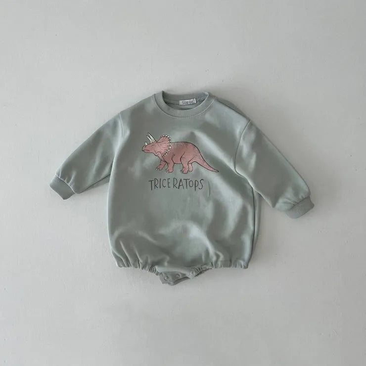 Dinosaur Long Sleeve Sweatshirt Bodysuit Romper