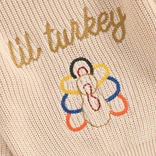 Load image into Gallery viewer, Baby Toddler Boys Girls Wild Turkey Thanksgiving Sweater Casual Letter Turkey Embroidery Warm Knitted Long Sleeve Pullover Knitwear Top
