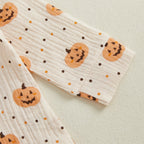 Baby Toddler Boys Girls 2Pcs Halloween Outfit Pumpkin Print Long Sleeve Shirt + Pants Set Loungewear
