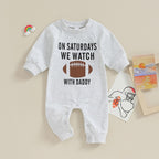 Baby Girl Boy Romper On Saturdays We Watch Football With Daddy Letter Print Long Sleeve Round Neck Jumpsuit Fall Clothes